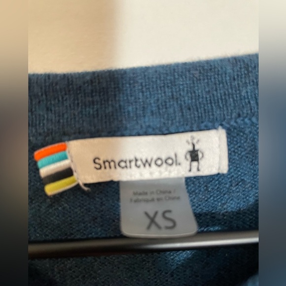 SMARTWOOL Women's Extra Small Shadow Pine Crew Neck Sweater Teal Blue Outdoor - Picture 2 of 8